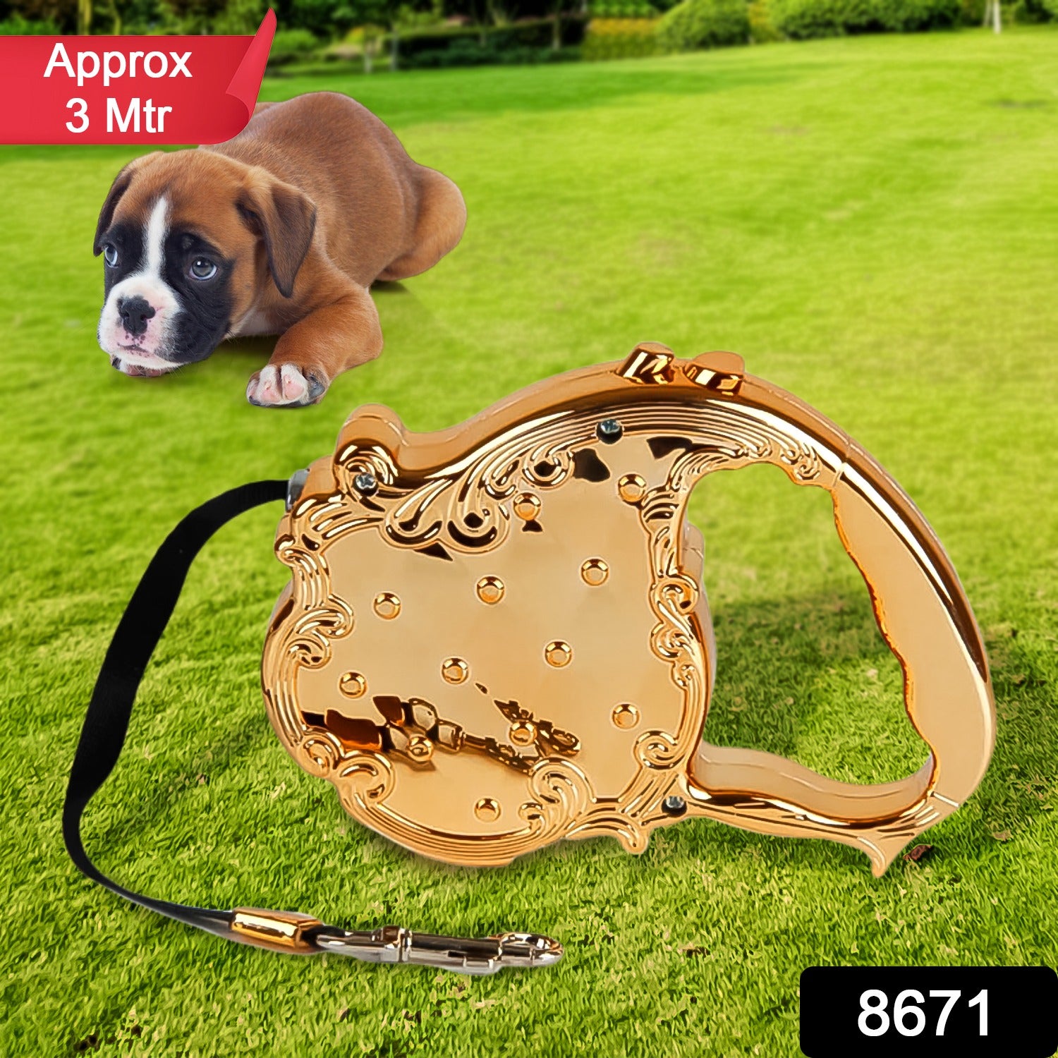 Retractable Telescopic Belt Rope Cat Golden Traction (3m Approx  1 Pc) Retractable Telescopic Belt Rope Cat Golden Traction (3m Approx  1 Pc)